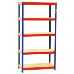 Estante de 5 prateleiras em madeira LIT 1770x900x450mm Azul/Laranja